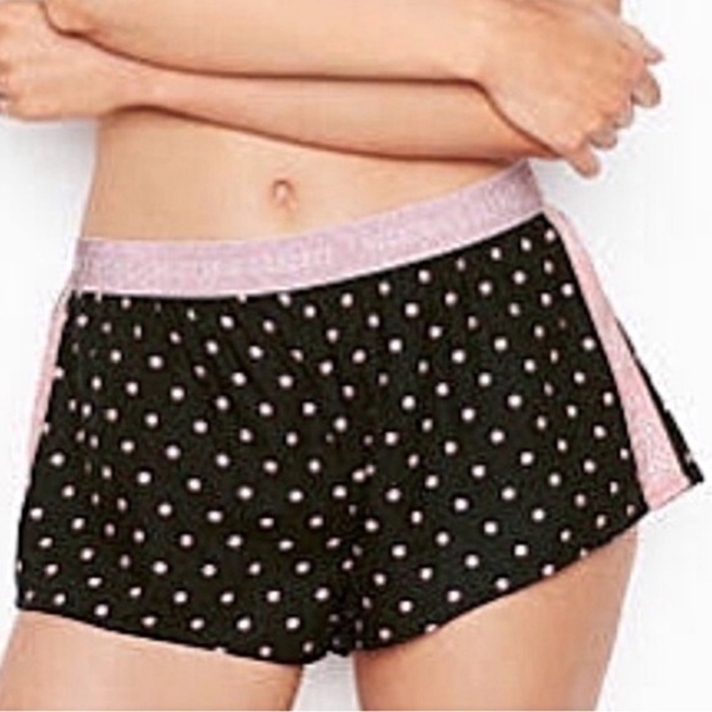 VS Cozy Polka Dot Sleep Shorts - Black & Pink Polka Dots!